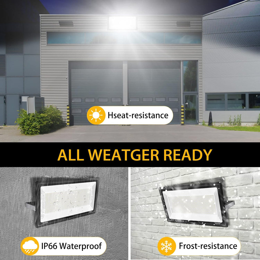500W LED Flood Light Super Bright 58,500LM Daylight 5000K IP66 Waterproof Security Outdoor LED Arena Lights,Commercial Lighting Floodlight for Backyard|Court|Stadium|Fields