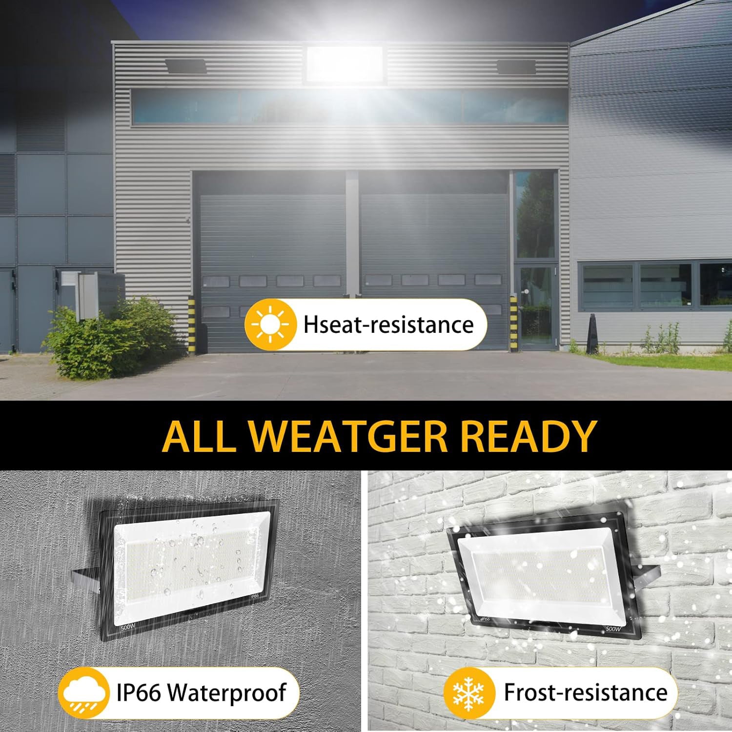500W LED Flood Light Super Bright 58,500LM Daylight 5000K IP66 Waterproof Security Outdoor LED Arena Lights,Commercial Lighting Floodlight for Backyard|Court|Stadium|Fields